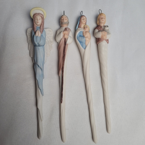 Nativity Mary Jesus Joseph Pencil Christmas Ornament Lot 7.5\